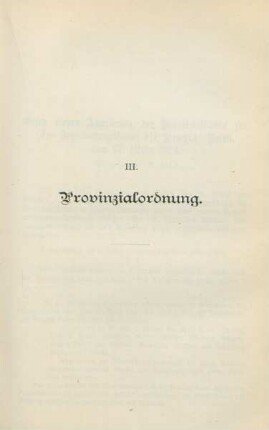 III. Provinzialordnung.
