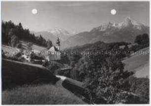Alpen, Berchtesgadener Land, Wallfahrtskirche Maria Gern und Watzmann