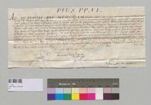 Papst Pius VI. erneuert einen Ablass für den Altar der Rosenkranzbruderschaft in der Klosterkirche von Seeon. S: Papst Pius VI.