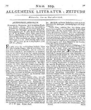 Chiron : eine der theoretischen, praktischen, literarischen und historischen Bearbeitung der Chirurgie gewidmete Zeitschrift. Bd. 1, St. 1. Hrsg. von J. B. v. Siebold. Nürnberg, Sulzbach: Seidel 1805