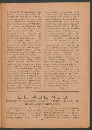 El Ajenjo : Monólogo de la revista "A 0.05 El Copetín", creación del primer actor Enrique Muiño