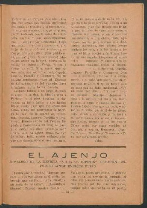 El Ajenjo : Monólogo de la revista "A 0.05 El Copetín", creación del primer actor Enrique Muiño