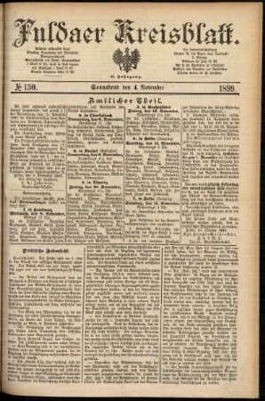 Erste Ausgabe vom Samstag, den 04. November 1899.