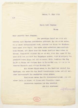 Brief an Rudi Stephan : 08.07.1914
