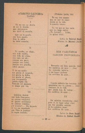 "Cariño gaucho" : Tango