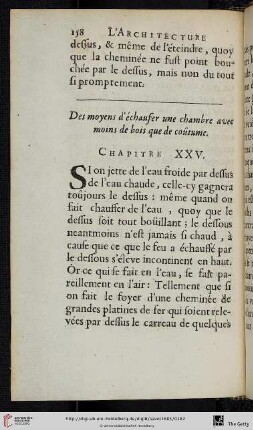 Chap. 25. : Des moyens d’échauffer une chambre avec moins de bois que de coûtume