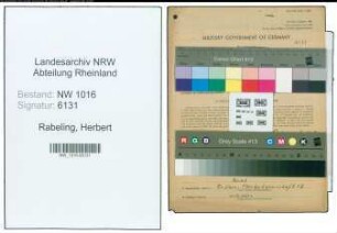Entnazifizierung Herbert Rabeling , geb. 05.06.1922 (Postschaffner)