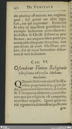 Cap. VI. Ostenditur Veritas Religionis Christianae adversus Muhammedanos