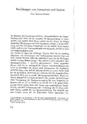 Beziehungen von Intonation und Syntax