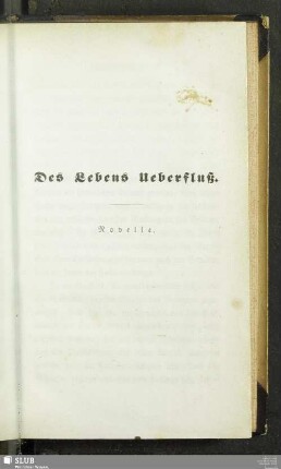 Des Lebens Ueberfluß : Novelle