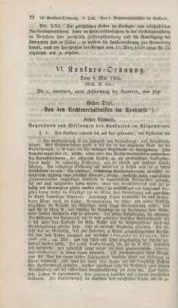 Erster Titel. Von den Rechtsverhältnissen im Konkurse.