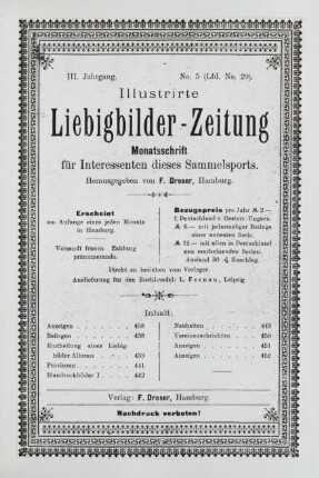 III. Jahrgang. No. 5 (Lfd. No. 29). (Hamburg, 1. Mai 1898.)