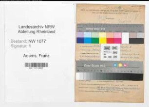 Entnazifizierung Franz Adams , geb. 21.10.1907 (Polizist)