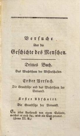 Versuche über die Geschichte des Menschen : Aus dem Englischen übersetzt. 3