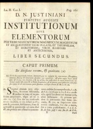 Caput Primum. De divisione rerum, & qualitate