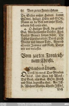 I. Glaubens-Ubung.