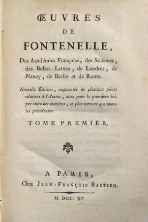 Oeuvres De Fontenelle, 1