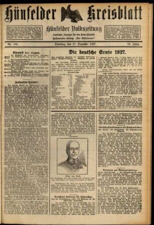Ausgabe vom Dienstag, den 27. Dezember 1927.