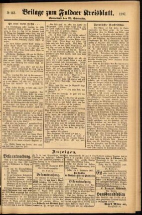 Zweite Ausgabe vom Samstag, den 25. September 1897.