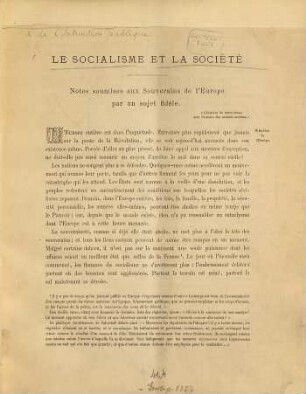 Le Socialisme et la société