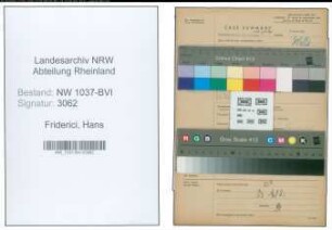 Entnazifizierung Hans Friderici , geb. 18.10.1908 (Angestellter)
