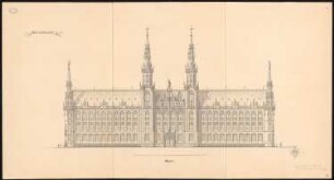Preußisches Parlament, Berlin Schinkelwettbewerb 1869: Ansicht Rückfassade