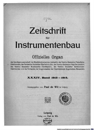 Zeitschrift für Instrumentenbau. 34. 1913/14