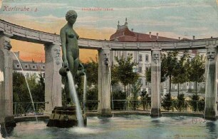 Postkartensammlung Weis mit Ansichten Karlsruhes. Brunnen auf dem Stephanplatz
