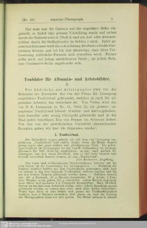 Tonbäder für Albumin- und Aristobilder
