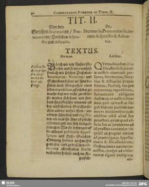 Tit. II. Von den Gerichts-Secretarien, Protonotarie, Derselben Adjunctis und Actuariis