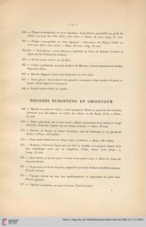 Bronzes Européens et Orientaux (Nr. 269 - 282)