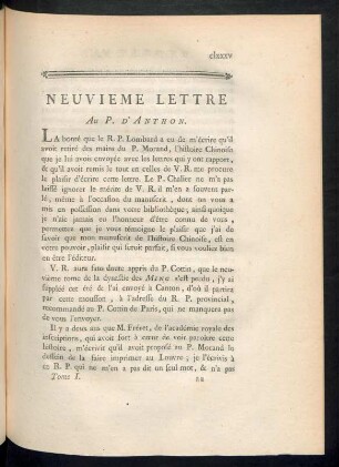 Neuvième lettre. Au P. d'Anthon