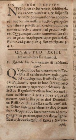 Qvaestio XXIII. De ritu huius sacramenti.