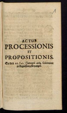 Actus Processionis Et Propositionis