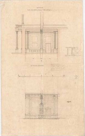 Voit, August von; Feldafing / Starnberger See (Bayern); Königliches Schloss (Königliche Villa) - Audienzzimmer der Königin (Ansicht, Schnitt, Details)