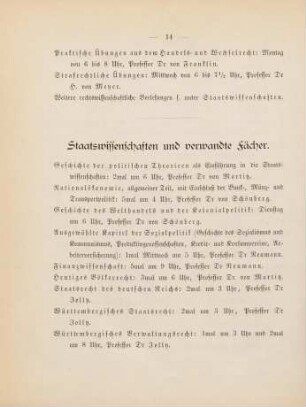 14-15, Staatswissenschaften und verwandte Fächer