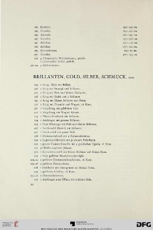 Brillianten, Gold, Silber, Schmuck usw. (Nr. 305-482)