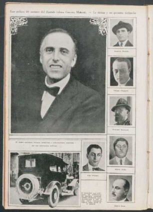 Ecos gráficos del asesinato del diputado italiano Giacomo Matteotti. - La víctima y sus presuntos victimarios