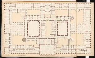 Preußisches Parlament, Berlin Schinkelwettbewerb 1868: Grundriss 1. Obergeschoss; Maßstabsleiste