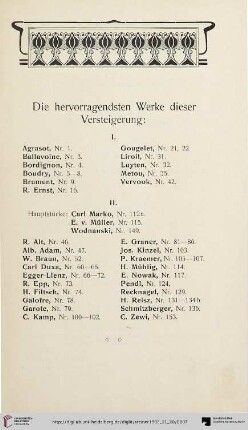 Die hervorragendsten Werke dieser Versteigerung
