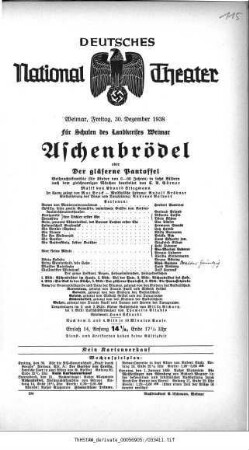 Aschenbrödel oder Der gläserne Pantoffel