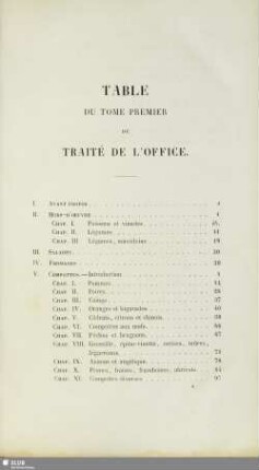 Table du tome premier du traité de l'office