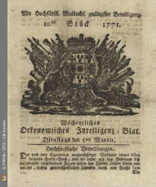 10tes Stück, Dienstags den 5ten Martii 1771
