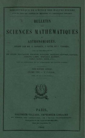 19: Bulletin des sciences mathématiques et astronomiques