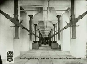 Bienertsche Hofmühle. Silo, Erdgeschoss, fahrbare automatische Getreidewaagen : Dresden-Plauen, Altplauen 19/21. Bienertsche Hofmühle. Silo, Erdgeschoss, fahrbare automatische Getreidewaagen