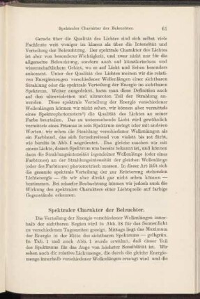 Spektraler Charakter der Beleuchter.
