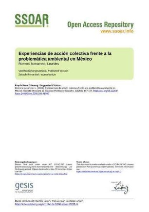 Experiencias de acción colectiva frente a la problemática ambiental en México