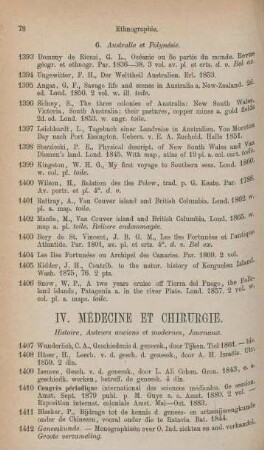 IV. Médecine et chirurgie