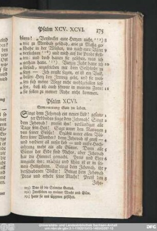 Psalm XCVI. Ermunterung Gott zu loben.