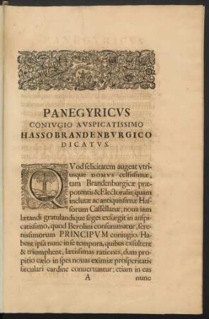 Panegyricus Coniugio Auspicatissimo Hassobrandenburgico Dicatus.